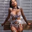 Sexy Lingerie Three-piece Embroidery Stitching High-end Diamond